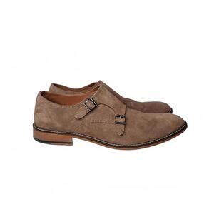 ASOS Double Monk Strap Shoes in Tan Suede, Size US 11